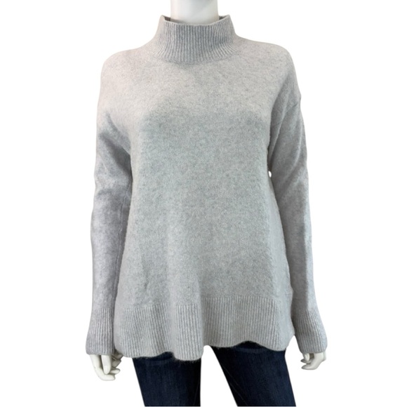 White + Warren Sweaters - WHITE + WARREN Gray Cashmere Blend Mock Neck Sweater Size L